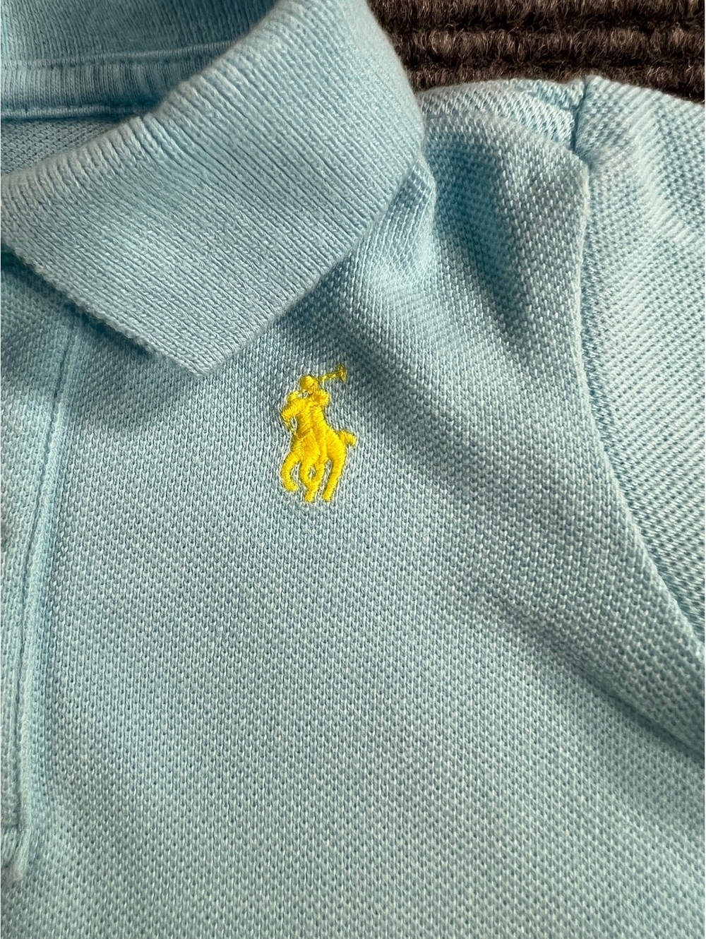 Ralph Lauren Baby Teal Blue Short Sleeve Polo Shirt 3M with Yellow Pony Logo - Picture 2 of 6